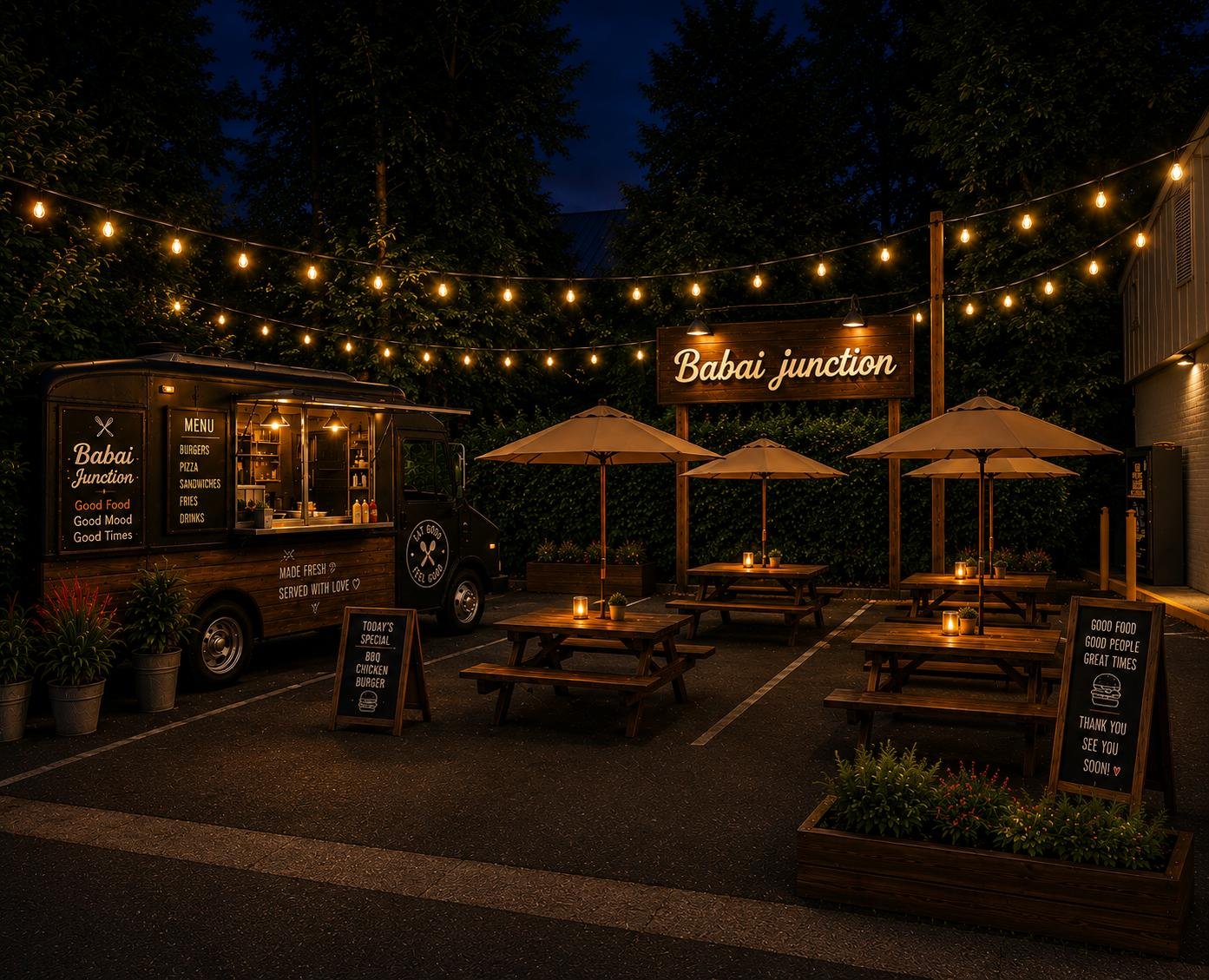 Babai Junction food truck at night